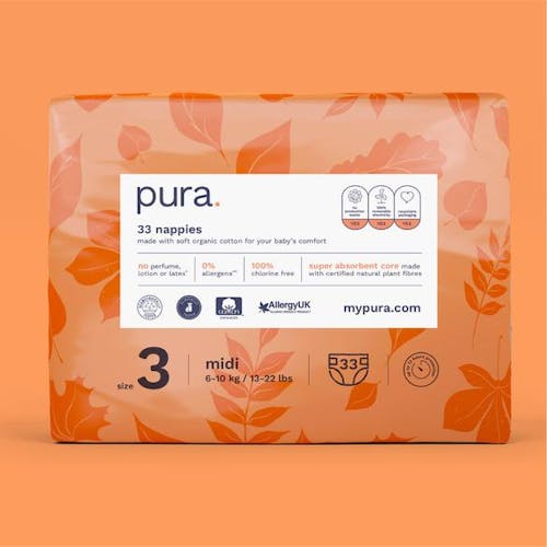 Pura Eco-Friendly luiers Maat 3 (6-10kg), 198 luiers