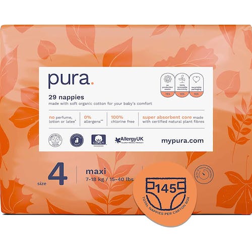 Pura Eco-Friendly Luiers Maat 4 (7-18kg), 145 Luiers Maandbox