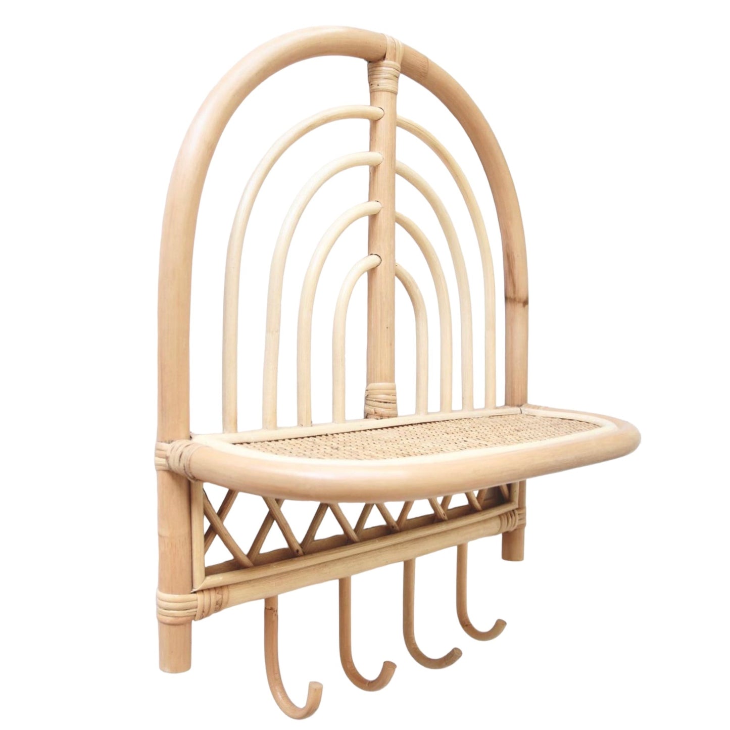 Rotan Wandplank met kapstok Mau