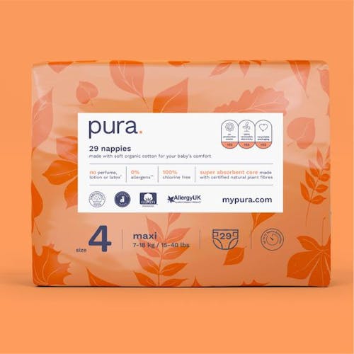 Pura Eco-Friendly Luiers Maat 4 (7-18kg), 145 Luiers Maandbox